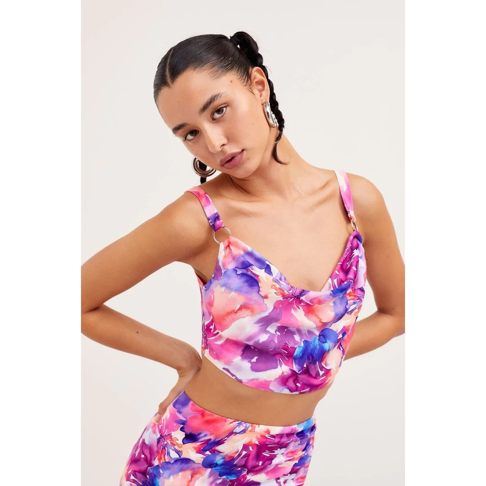For Love &‎ Lemons XS Natasha Pink Hibiscus Crop Top Festival Party NWT